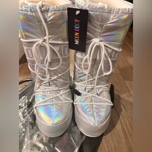 Moon Boot Silver Iridescent Winter Boots